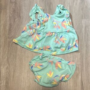 4/$20 Carters Tropical Parrot Print Kids Matching Set 9M